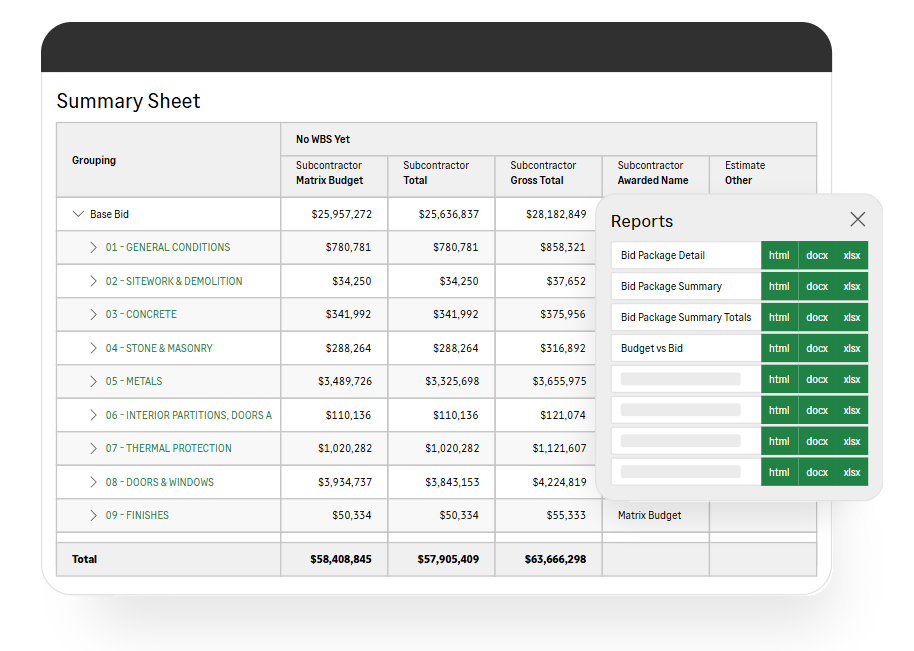 screenshot of Sage Estimating